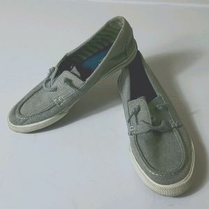 Sperry lounge away silver sparkle loafer boat shoe